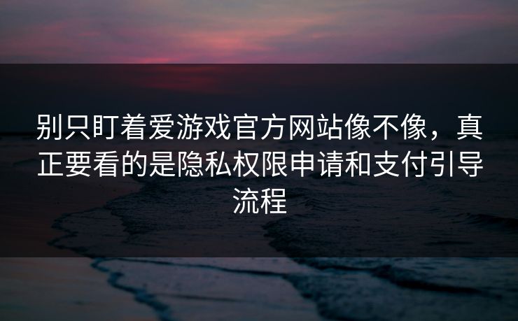 别只盯着爱游戏官方网站像不像，真正要看的是隐私权限申请和支付引导流程